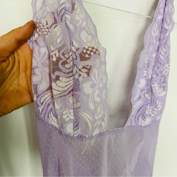 NEW VS VICTORIAS SECRET Lavender Purple Sheer Lace Slip Dress Chemise Lingerie S - Picture 3 of 7